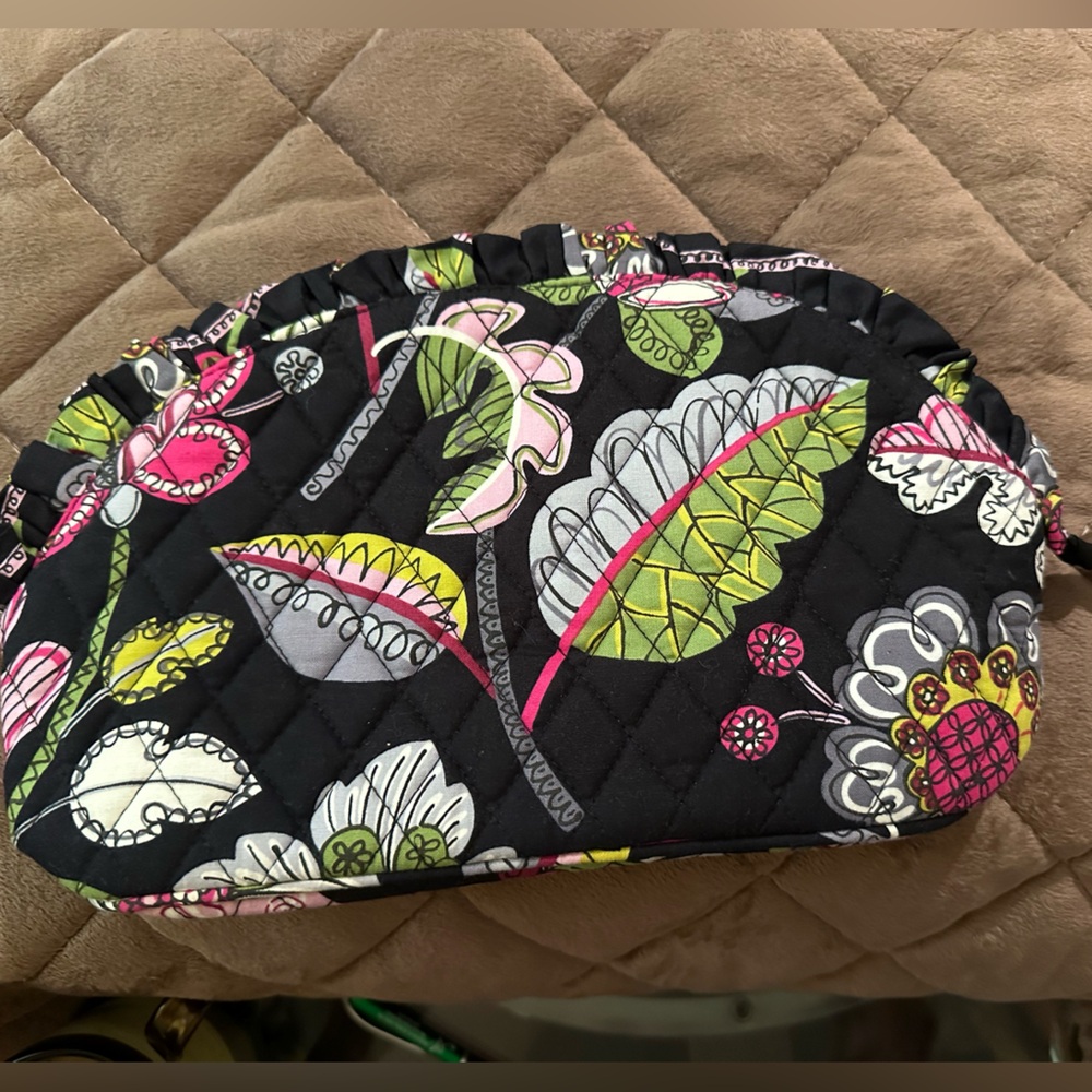 Vera Bradley Floral Cosmetic Bag - Black, Pink, Green B-145